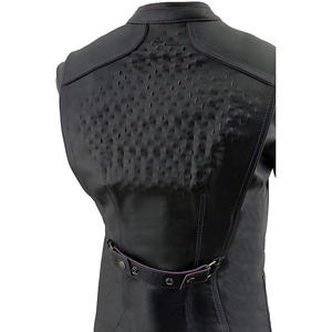 SAMROZ SPORTS Women's 'Laser Cut' Distressed Black and Purple Style <b>Racer</b> <b>Jacket</b> - Product Image 4