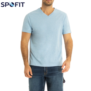 T-shirts décontractés personnalisés à manches courtes et col en V pour garçons, fabrication en usine, t-shirts d'été surdimensionnés de haute qualité pour hommes en vente, OEM - Product Image 2