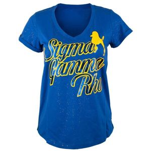 เสื้อยืดฟอยล์ SGR สีน้ำเงินรอยัล พรีเมียม ลายกราฟิก พิมพ์ลายตัวอักษรกรีกแบบฟอยล์ เสื้อแขนสั้นสำหรับชมรมนักศึกษา แฟชั่นลำลอง - Product Image 1