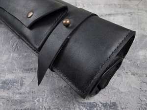 Sac de transport pour couteaux de chef en cuir véritable fait main, anti-odeur, durable et portable LSKR-0044 - Product Image 3