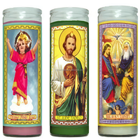 Bougies de Pâques religieuses catholiques modernes en cire de paraffine blanche, 7 jours, en gros, en pot de verre, forme pilier, longue durée de combustion