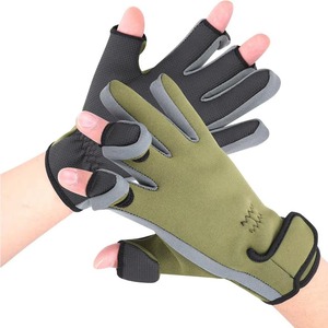 Leather Fingerless Fishing <b>Gloves</b> Non-Slip Hook Loop Closure Sun Protection Touchscreen Compatible All Seasons Outdoor Use for - Product Image 3