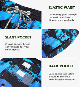 Shorts de plage pour hommes à prix de gros, taille élastique, coupe confortable, en toile unie, maillot de bain pour hommes - Product Image 4