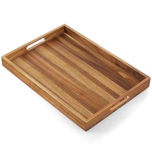 Bandeja de Servir de Madera de Acacia de 17 Pulgadas, Bandeja Rectangular Extra Grande de Madera con Asas, Estilo Rústico para Cocina, Comedor y Café - Product Image 1