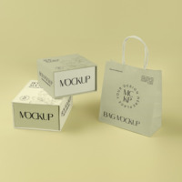 Boîtes d'expédition en carton ondulé avec logo de marque assorti à un ensemble de sacs en papier pour emballages de luxe de produits de beauté, solutions cadeaux haut de gamme