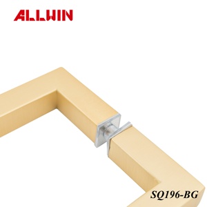 Customized Modern Design OEM ODM Brushed Gold Finish 19mm Brass Material Square Glass Door Pull Handle for Bathroom or Hotel Use - Product Image 4