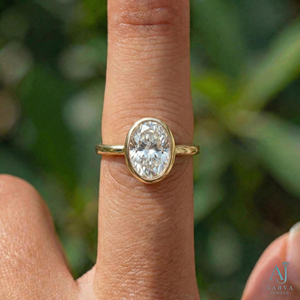 Anillo de Compromiso y Boda Minimalista de Oro Amarillo con Moissanita Ovalada, Engaste de Garra, Certificado IGI, Chapado en Oro, Joyería de Regalo - Product Image 2