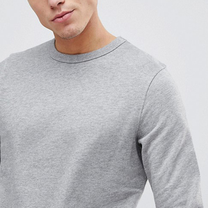 <b>Men's</b> Grey Crew Neck Sweatshirt Regular Fit Knitted Cotton <b>Pullover</b> Casual Solid Color Autumn Wear - Product Image 3