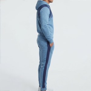 Ensemble de survêtement bleu à capuche pour garçons, personnalisé avec logo, manches longues, fermeture éclair, pantalon décontracté avec poches latérales, motif à pois, collection automne - Product Image 4