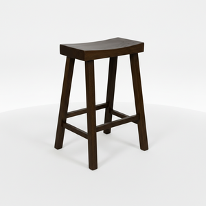 Tabouret de bar moderne en bois de caoutchouc massif rond - Tabouret haut pour la maison - Product Image 1