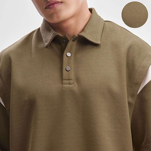 เสื้อโปโลชายสีเขียวมะกอก แขนสั้น ผ้าปิเก้ คอตตอน สีพื้น ดีไซน์ระบายอากาศได้ดี ทรงปกติ - Product Image 6