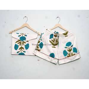 Conjunto de Pijama de Verano para Mujer, Transpirable, 100% Algodón, Manga Corta, Estampado Floral, Camiseta de Dormir Suave de Secado Rápido, Lavable a Máquina - Product Image 2