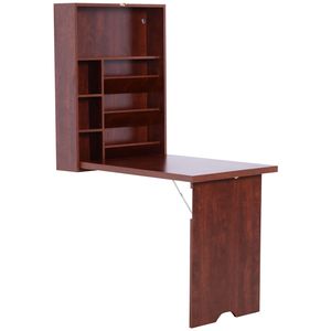 Modern Style Convertible <b>Fold</b> <b>Desk</b> Durable Mahogany Floating Computer Table MDF Wall Mounted for Home Office Bedroom Kitchen Use - Product Image 1