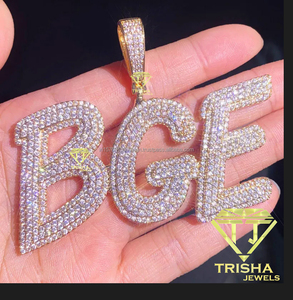 Iced Out "BGE" <b>Initial</b> <b>Necklace</b> Moissanite Diamond Custom Letter Pendant Hip Hop Bling Chain Luxury Jewelry Gift - Product Image 1