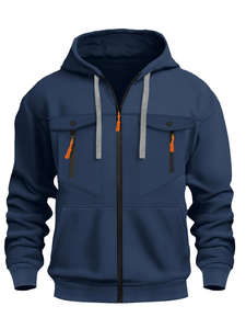 Sudadera con Capucha Casual para Hombre, al por Mayor, para Otoño e Invierno, con Cierre, Color Sólido, Nueva Llegada, Sudaderas Personalizadas de Alta Calidad - Product Image 4