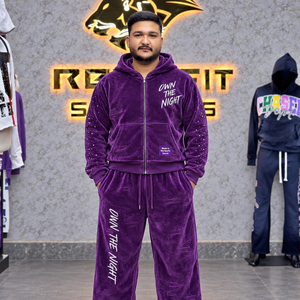Conjunto de Sudadera con Capucha de Velour Suave Unisex Personalizado con Cremallera Completa y Pantalones Anchos de Chándal, Ajuste Relajado, Etiqueta Personalizada, Proveedor de Ropa de Chándal de Dos Piezas - Product Image 1