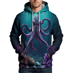 Sweat-shirt de pêche Kraken Corail : Monstre marin mythique, vêtement de performance par sublimation - Product Image 1