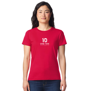 Camiseta de Mujer de Peso Medio en Color Rojo, Algodón Suave, Manga Corta, Cómoda, Informal, Básica, de Primera Calidad - Product Image 1