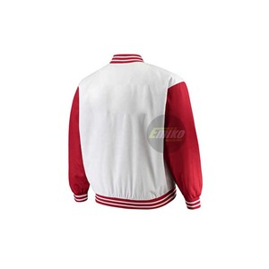 Blouson universitaire blanc et rouge respirant à col montant, style Letterman, pour l'automne, sportif, à simple boutonnage, blouson universitaire professionnel - Product Image 4