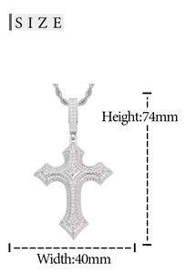 Lab Grown Diamond 925 <b>Silver</b> <b>Cross</b> Pendant Iced Christian <b>Cross</b> <b>Necklace</b> <b>Mens</b> Religious Statement Charm Gold Finish - Product Image 6