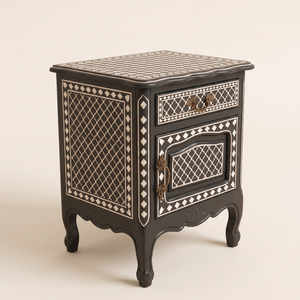 Mesa de Noche con Incrustaciones de Hueso Hecha a Mano, Mesa Artesanal, Artículo Decorativo para el Hogar, Muebles para Dormitorio - Product Image 4