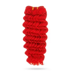 Reddish Deep Wave Remy Indian Human Hair Weft 100% Density Elastic Silk Base Double Drawn Customizable Length All Colors - Product Image 5
