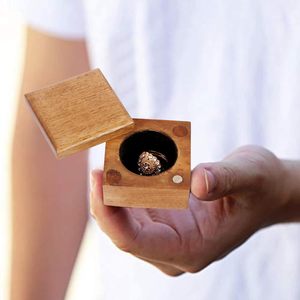 Caja de Anillos de Madera de Roble con Forma Personalizable, Interior de Terciopelo Suave, Caja de Presentación de Joyas, Organizador de Joyas, Pendientes - Product Image 2