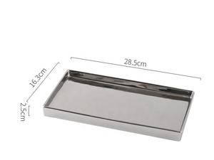 Plateau de rangement à bijoux rectangulaire en céramique plaqué argent de luxe léger, style nordique, multifonctionnel, pour l'affichage en hôtel - Product Image 4