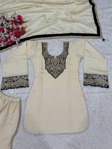 ชุดเซ็ตท็อปและกางเกงผ้าไหมโรมันเนื้อหนา ดีไซน์ทันสมัย แห้งเร็ว พร้อมผ้าคลุมไหล่ ปักลาย/ประดับเพชร สำหรับผู้หญิง ใส่ได้ทุกฤดู เหมาะสำหรับงานปาร์ตี้ - Product Image 5