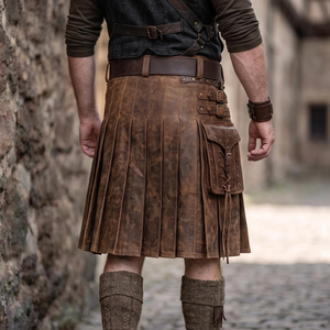Costume de gladiateur en cuir marron pour homme, style Renaissance, sexy, avec ceinture - Écologique - Product Image 5