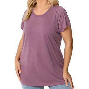Camiseta Oversize para Mujer, Casual, Holgada, Manga Corta, Cuello Redondo, Algodón, Mezclilla/Corduroy, Personalizable, Top de Verano, Venta al Por Mayor, OEM - Product Image 1