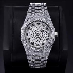 Luxury Men's Diamond <b>Watch</b> Stainless Steel <b>Case</b> 41mm Analog Mechanical Movement Sapphire Crystal Elegant Hollow Dial Fashion - Product Image 1
