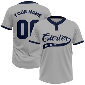 Maillot de baseball personnalisé à col en V et demi-boutons, en polyester uni pour équipe de softball - Product Image 1