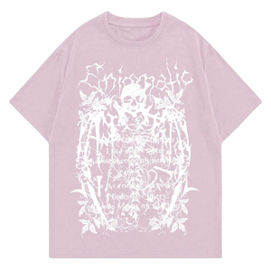 Wholesale Women Oversized Cotton T-<b>Shirt</b> <b>Gothic</b> Skull Y2K Aesthetic Drop Shoulder Short Sleeve Tee Quick Dry Breathable - Product Image 1