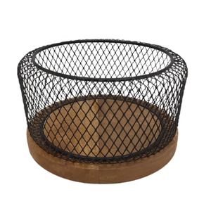 Cuenco de madera rústico hecho a mano con borde de malla metálica, diseño nórdico para servir comida, artículo decorativo para el hogar, juego de decoración. - Product Image 1