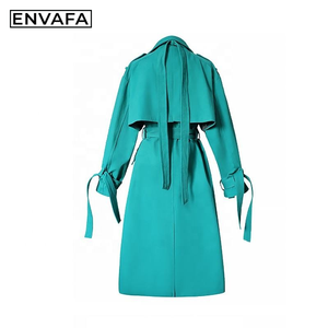 Vestes coupe-vent personnalisées, nouveau style printemps, vert, coupe-vent décontracté tendance pour femmes, coupe ample, mi-longue, style coréen - Product Image 5
