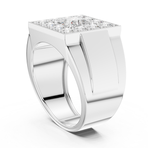 Anillo para hombre con diamantes cultivados en laboratorio en forma de cuadrado – Anillo de lujo con diamantes de corte princesa para joyería de diamantes - Product Image 3