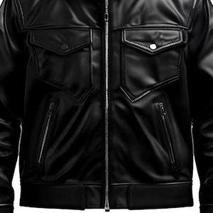 Blouson Bomber en Cuir Véritable de Mouton pour Homme, Style Moto Vintage, Noir, Personnalisé pour Collège, Manteau d'Extérieur en Cuir OEM - Product Image 5