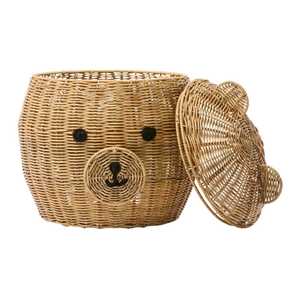 Grand panier de rangement en rotin en forme d'ours pour enfants, meubles pour enfants, chambre d'enfant, panier de rangement pour jouets en osier naturel, décoration de chambre d'enfant - Product Image 1