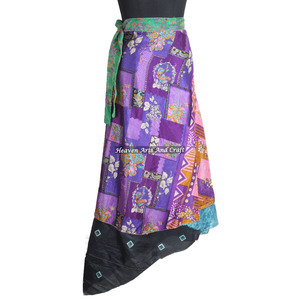 Nueva Falda Cruzada Elegante a Precios Rebajados, Falda Cruzada de Seda Reversible de 38 Pulgadas, Estilo Halter, Hecha a Mano en India - Product Image 4