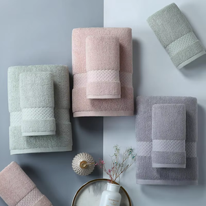 Ensemble de serviettes en coton 100% tricoté, couleur unie, rectangulaires, écologiques, pour usage domestique, douces pour la peau, séchage rapide - Product Image 1