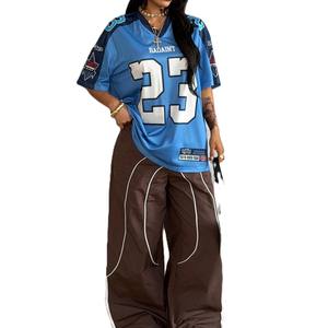 Camiseta de Fútbol Americano Unisex Extra Grande de Malla Azul 100% Poliéster, Estilo Urbano con Número Estampado, Transpirable, Servicio OEM Personalizado - Product Image 6