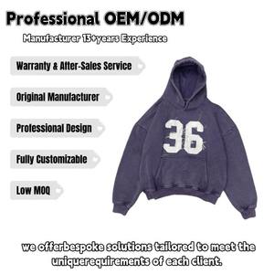 เสื้อฮู้ดดี้ผู้ชายแบบดิสเทรส 330 GSM ทรงโอเวอร์ไซส์ สตรีทแวร์ ปักลาย ปะติด หนักแน่น ผ้าเฟรนช์เทอร์รี่ - Product Image 5