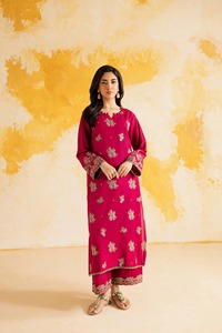 <b>Pink</b> Embroidered Cotton <b>Salwar</b> <b>Kameez</b> Women Traditional Loos Fit Ethnic Wear India Pakistan Style All Seasons Casual Ankle - Product Image 1