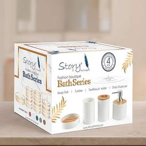 ชุดอุปกรณ์ห้องน้ำ 4 ชิ้น ที่วางแปรงสีฟัน ที่จ่ายสบู่ แก้วบ้วนปาก และที่วางสบู่ สำหรับบ้าน ห้องครัว และของใช้จำเป็นในห้องน้ำ - Product Image 5