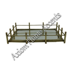 Axiom <b>Home</b> Accents' Sleek Modern Brass Tray Elegant Wood Metal Tray for Christmas Celebrations and <b>Home</b> Decor - Product Image 2
