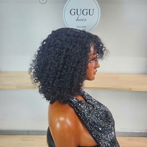 Vietnamese Virgin Hair <b>Long</b> Kinky Curl Lace Front <b>Wig</b> Double Drawn 5by5 Closure Transparent Lace Small Medium Cap for Salon - Product Image 4