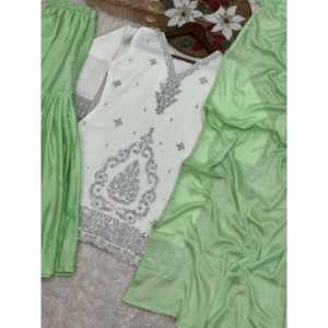 Vêtements indiens et pakistanais de créateur, magnifique ensemble haut-bas et dupatta pour les occasions spéciales - Product Image 1