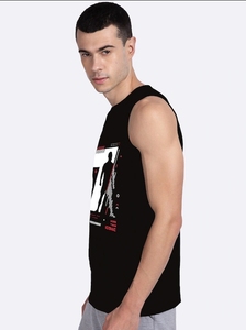 Débardeur sans manches noir pour homme, imprimé géométrique, col rond, décontracté, respirant, en polyester, vêtements de sport - Product Image 5