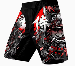 Shorts MMA imprimés samouraï pour hommes, séchage rapide, taille élastique, taille mi-haute, 100 % polyester, imprimé numérique à motifs - Product Image 2